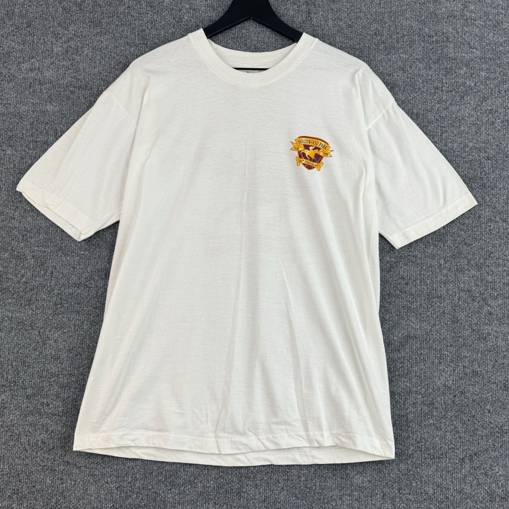 Vintage Hollywood Park T-Shirt Mens L White 60 Years‎ of Champions 1998 Graphic